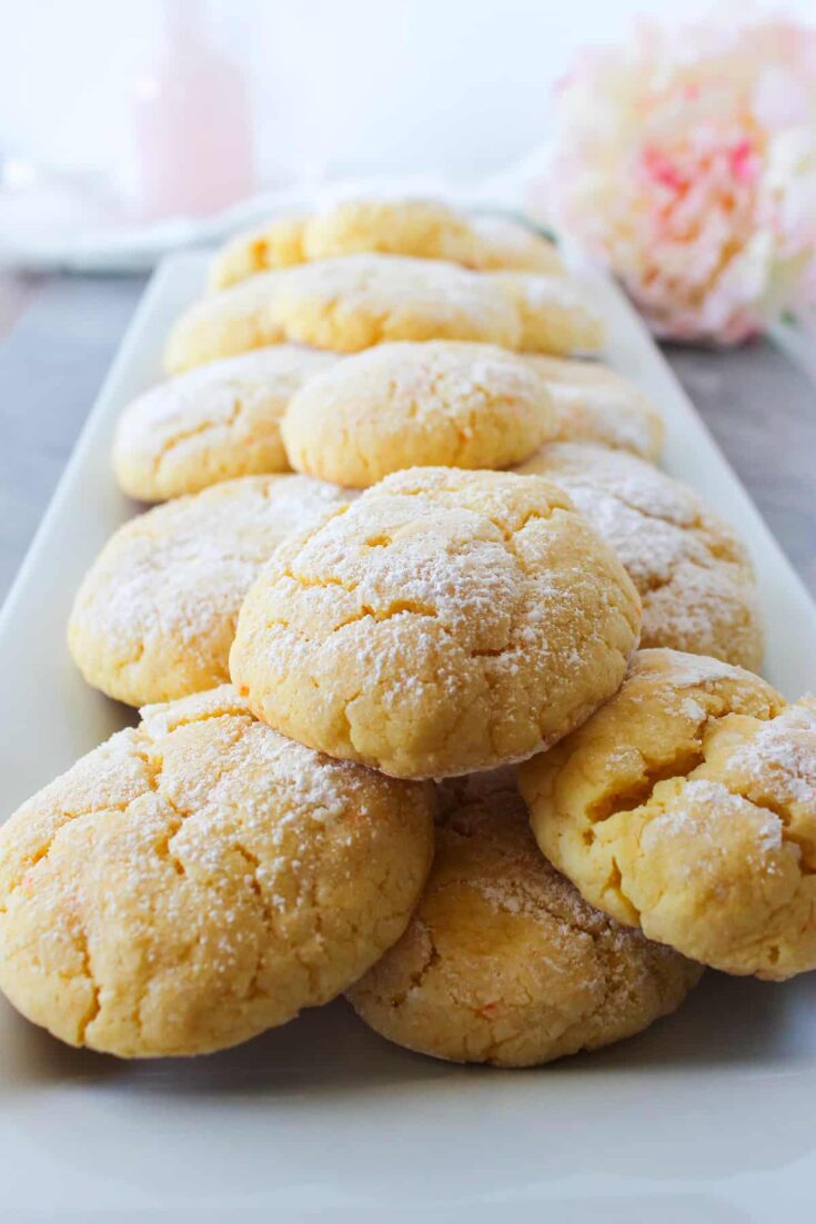 gooey butter cake cookies on plate