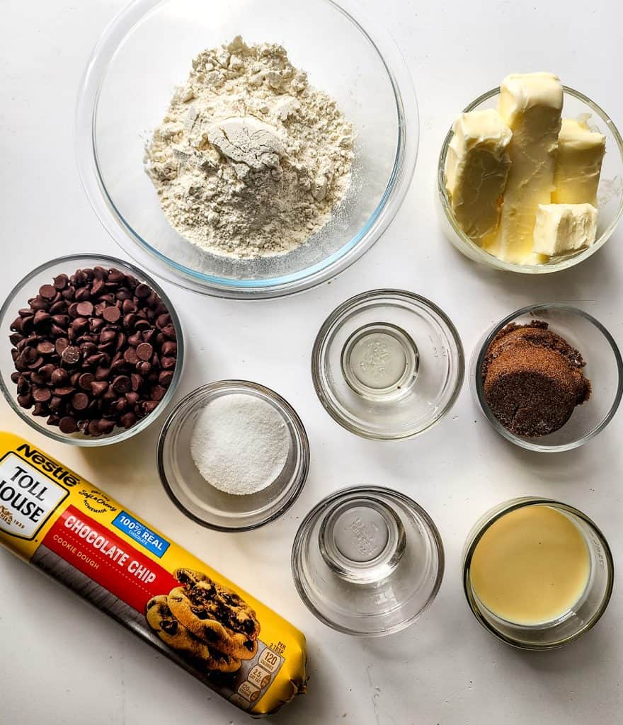 ingredients for making twix cookie dough bars from scratch