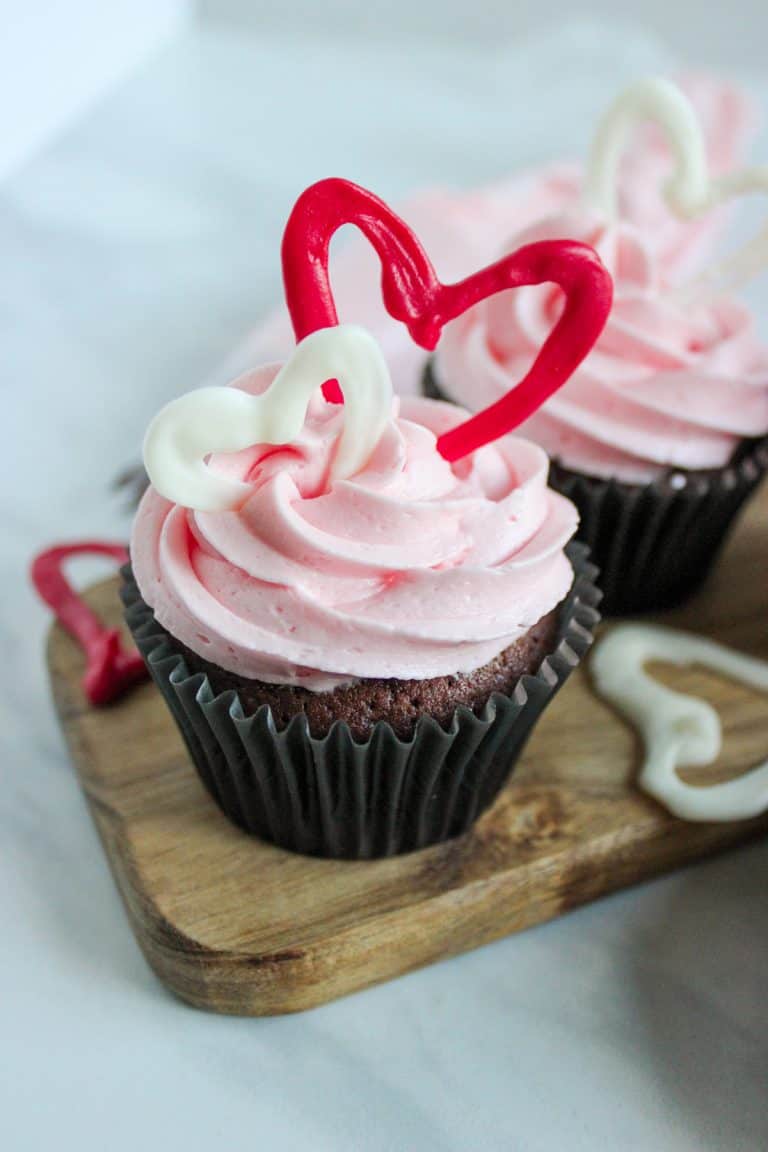 Chocolate Cupcakes with Pink Buttercream Frosting (from Scratch!)