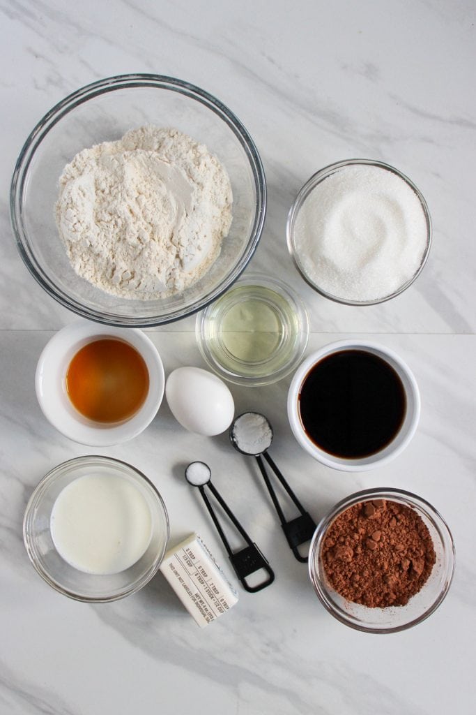 ingredients to make chocolate cupcakes from scratch