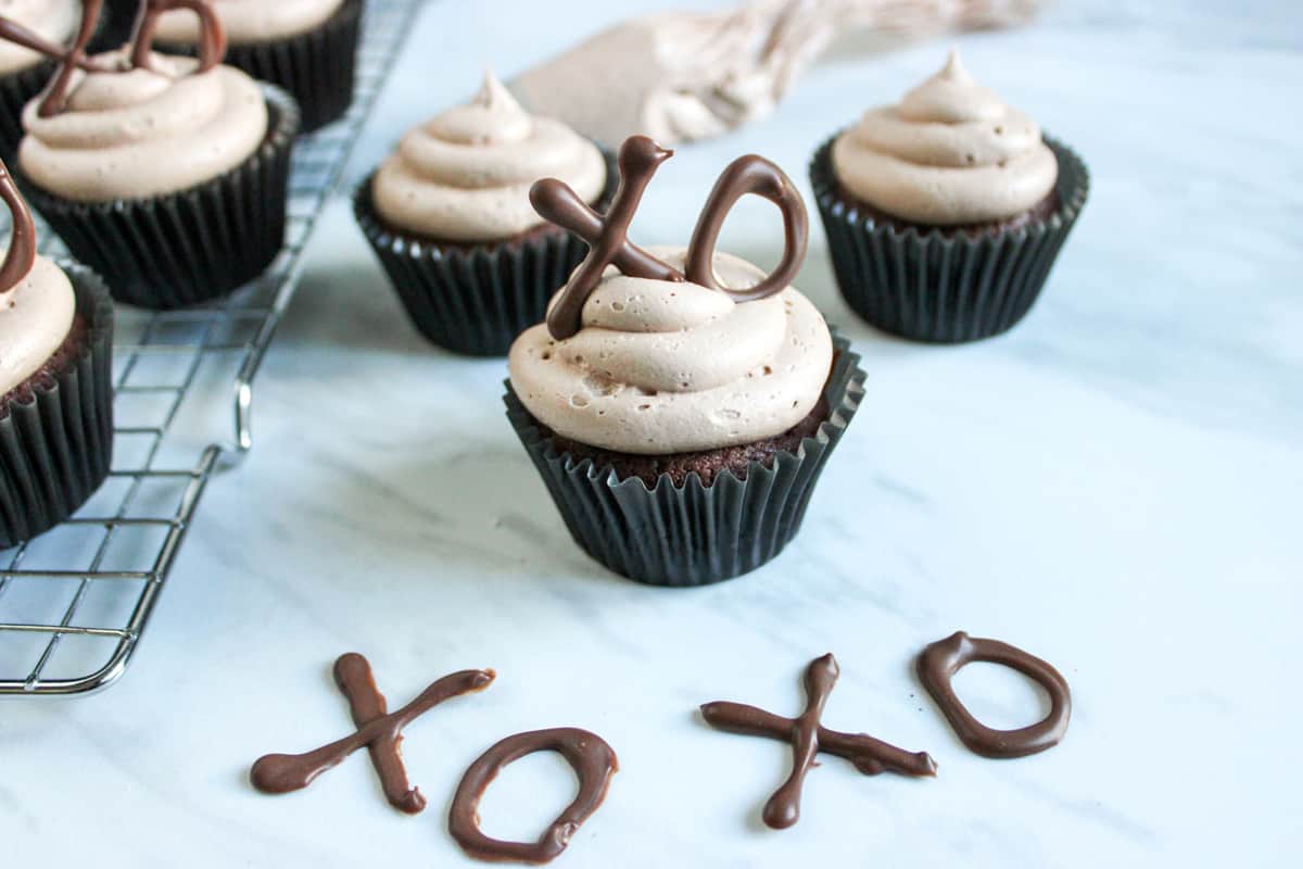 chocolate cupcakes with nutella buttercream frosting