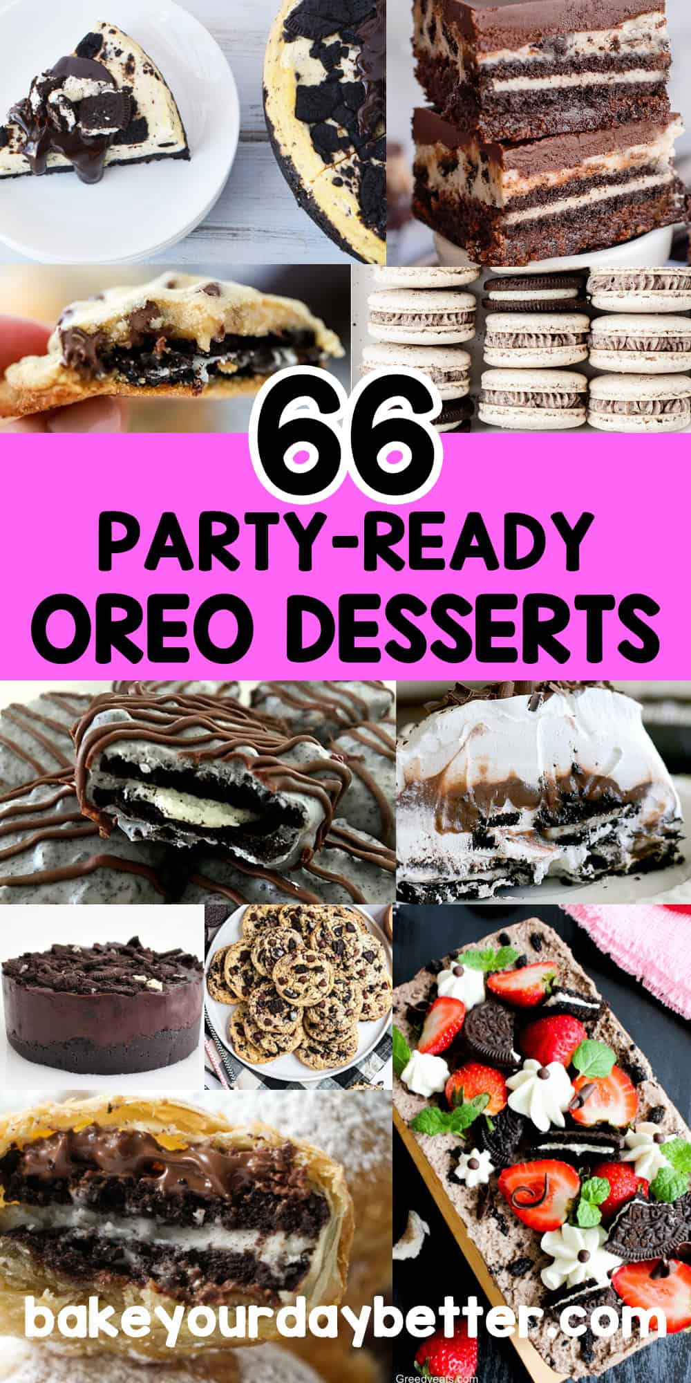 pictures of oreo desserts with text overlay that says: 66 party ready oreo desserts