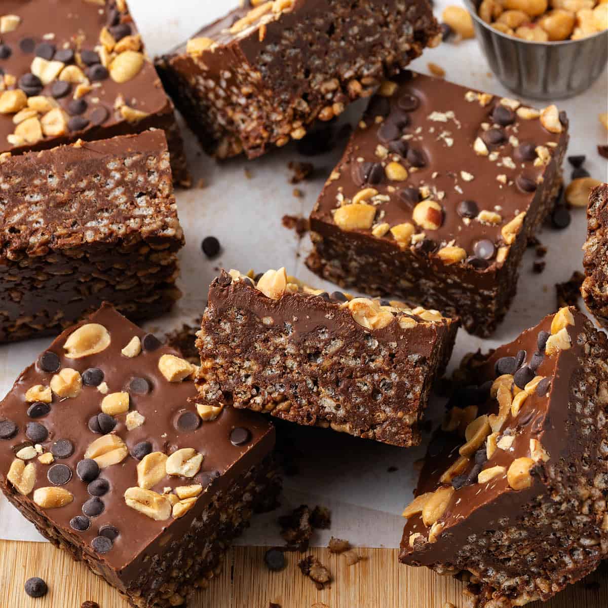 chocolate peanut butter crunch bars square crop