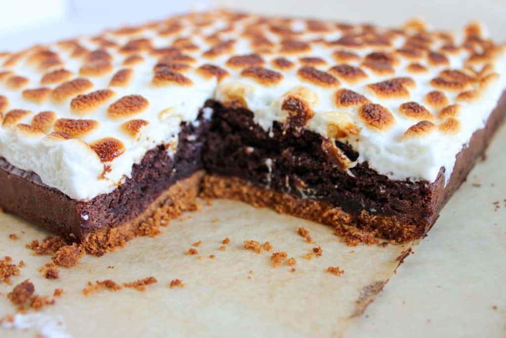 finished smores brownies after being cut