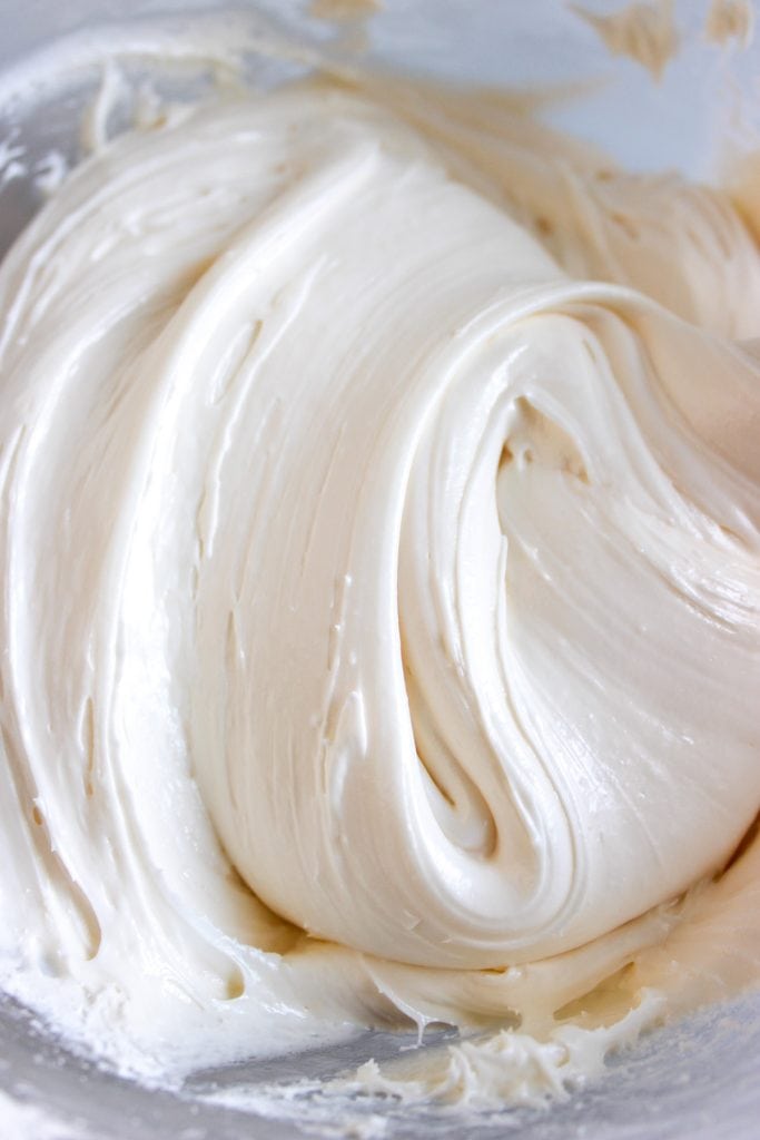 closeup shot of finished marshmallow buttercream mixture