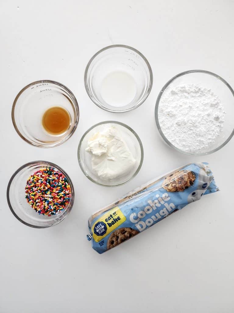 overhead shot of ingredients for Funfetti sandwich cookies