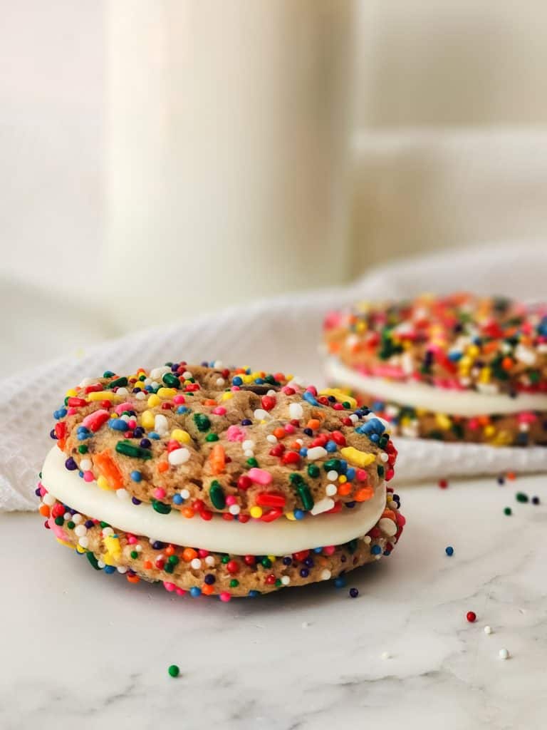 Funfetti Sandwich Cookies (with Premade Cookie Dough!)