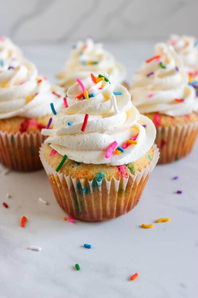 funfetti vanilla cupcakes with buttercream frosting