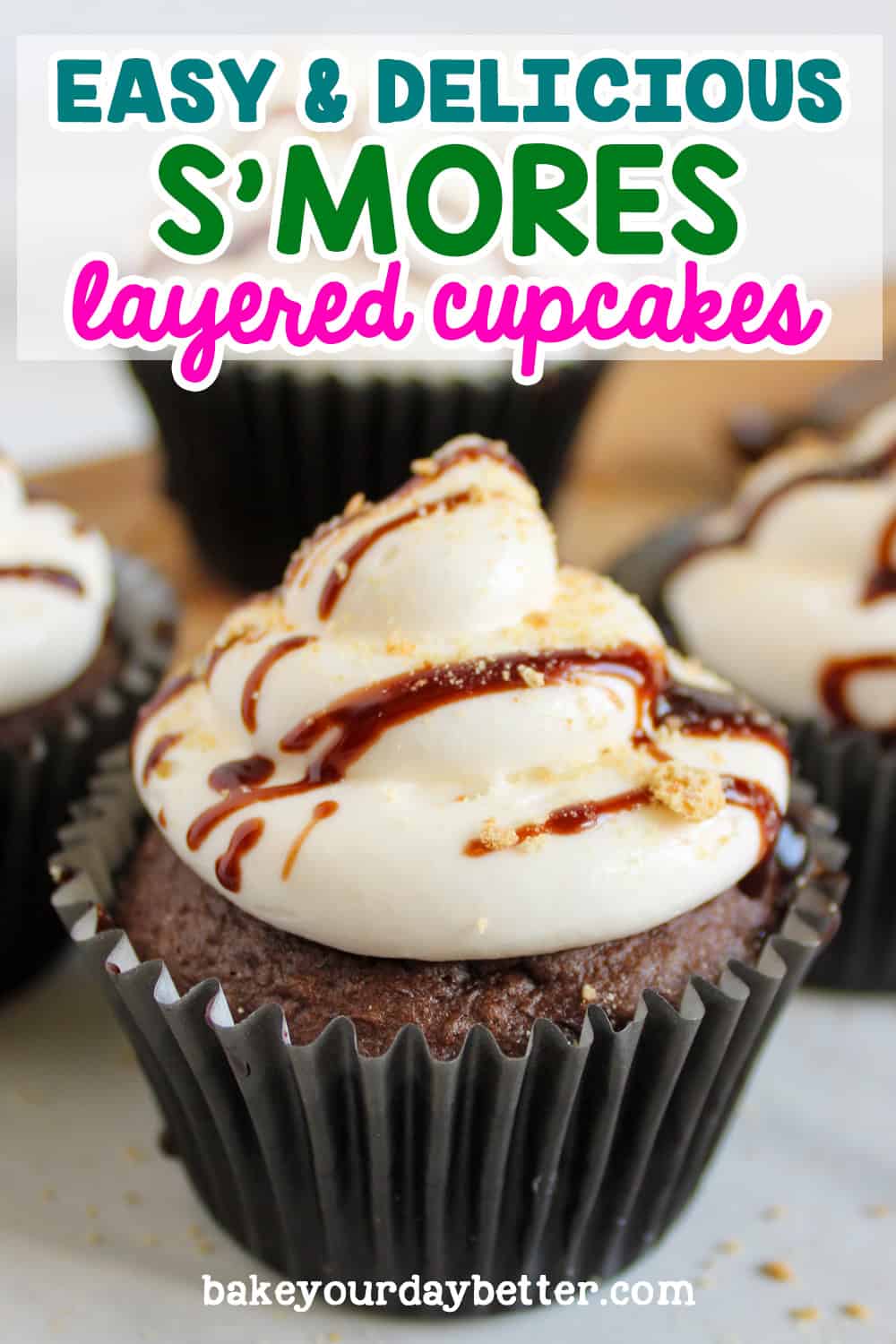 easy and delicious s'mores layered cupcakes