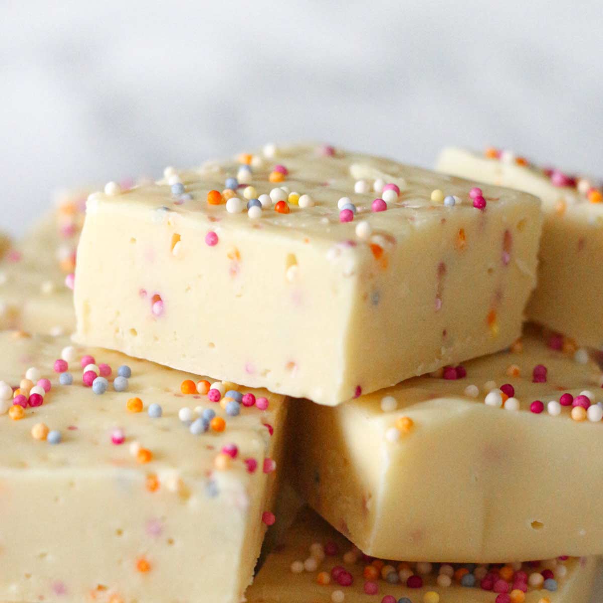 thumbnail image of white chocolate fudge with funfetti sprinkles