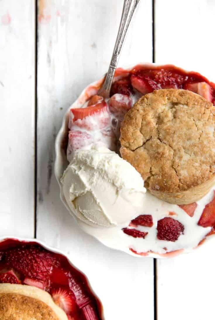 StrawberryRhubarbCobblerwithHoneyButterBiscuits 8