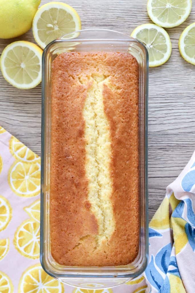 lemon cake right out of the oven