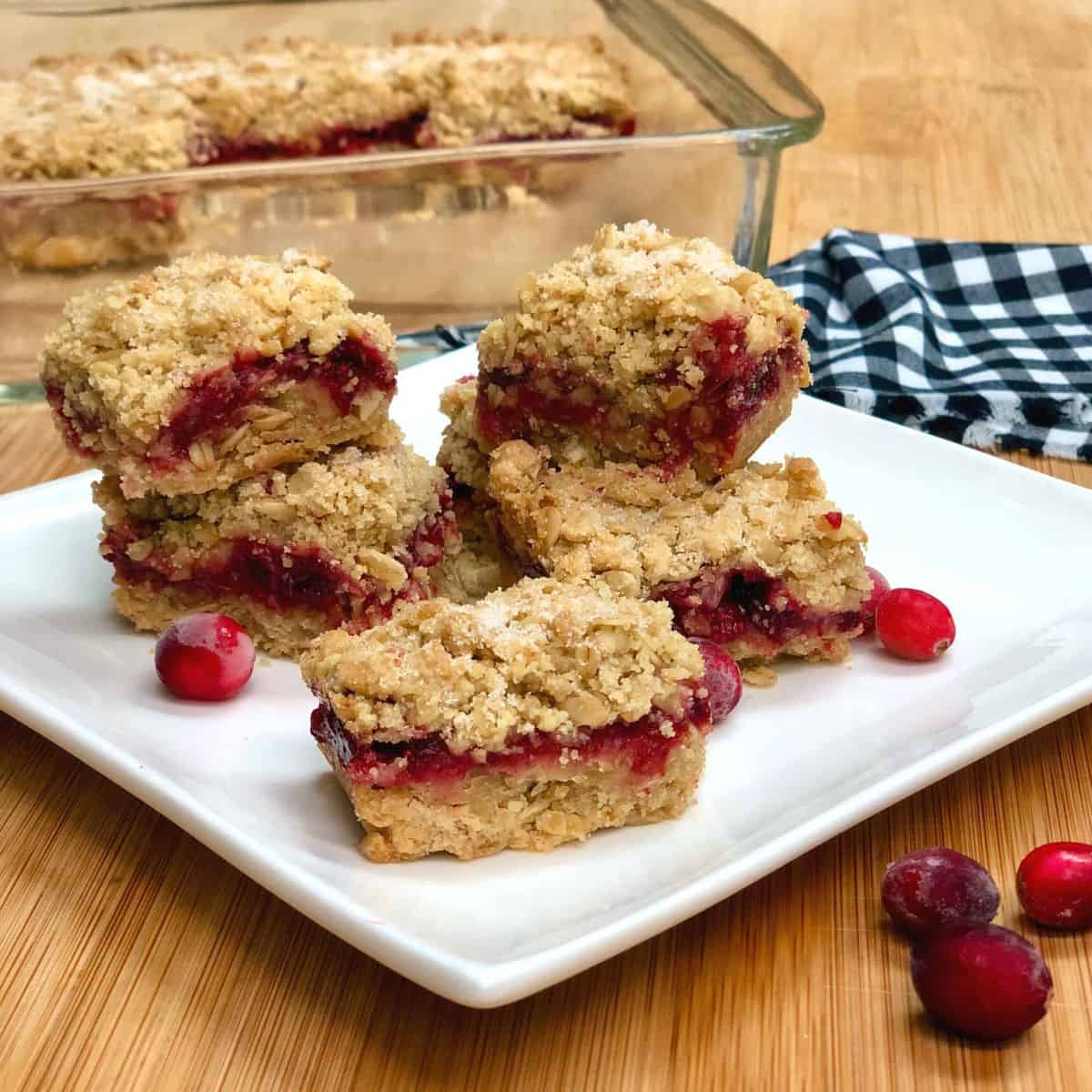 vegan cranberry oat crumble bars hero3