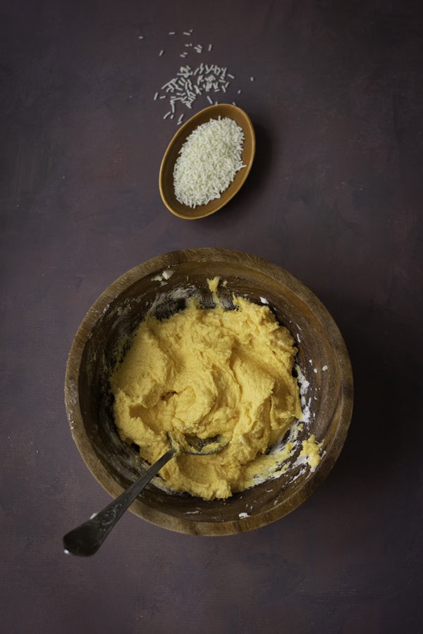 bowl of orange frosting