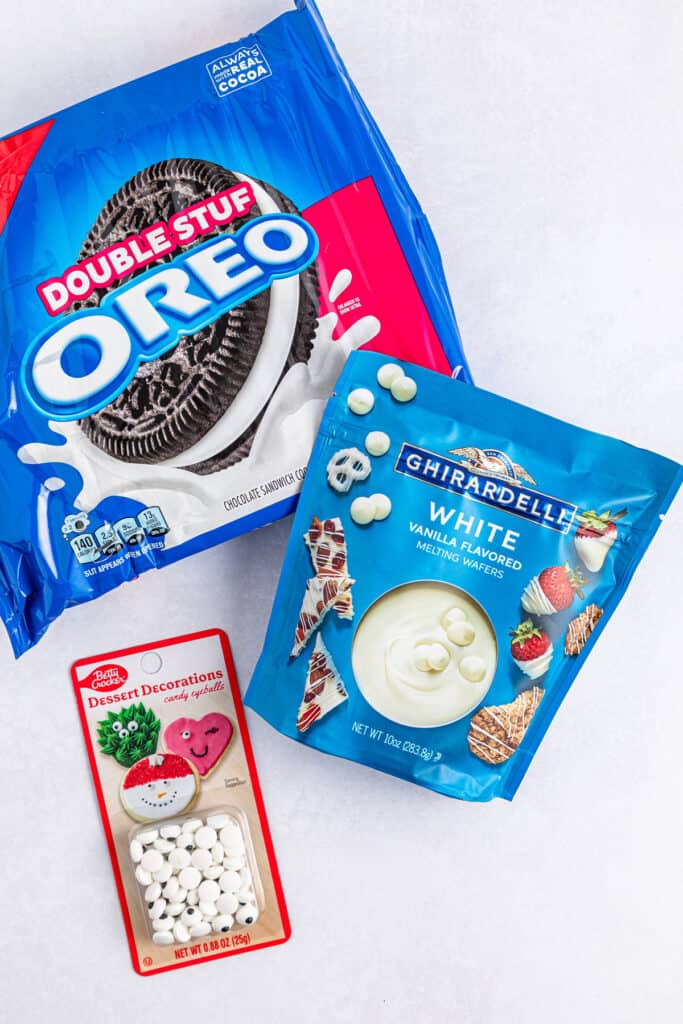 overhead shot of oreo mummy ingredients
