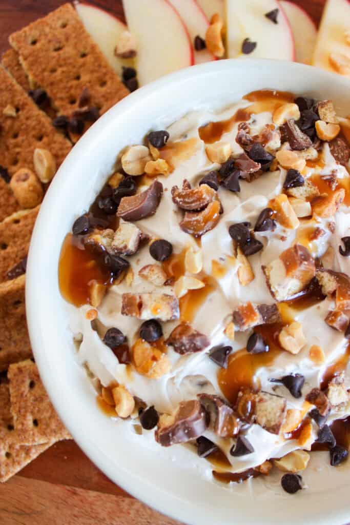 closeup shot of finished dip in a bowl