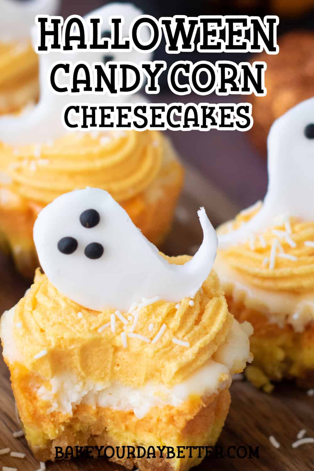 halloween candy corn cheesecakes