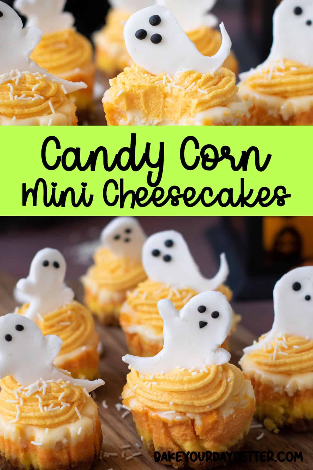 candy corn cheesecakes