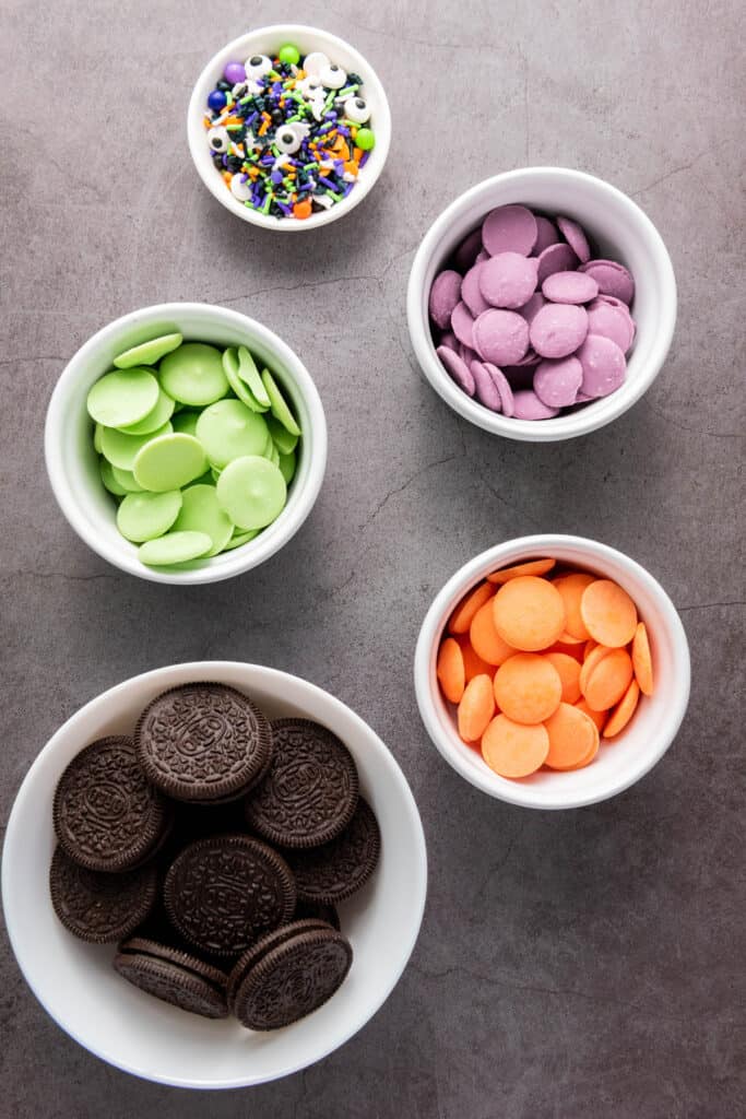 overhead shot of halloween oreo treat ingredients