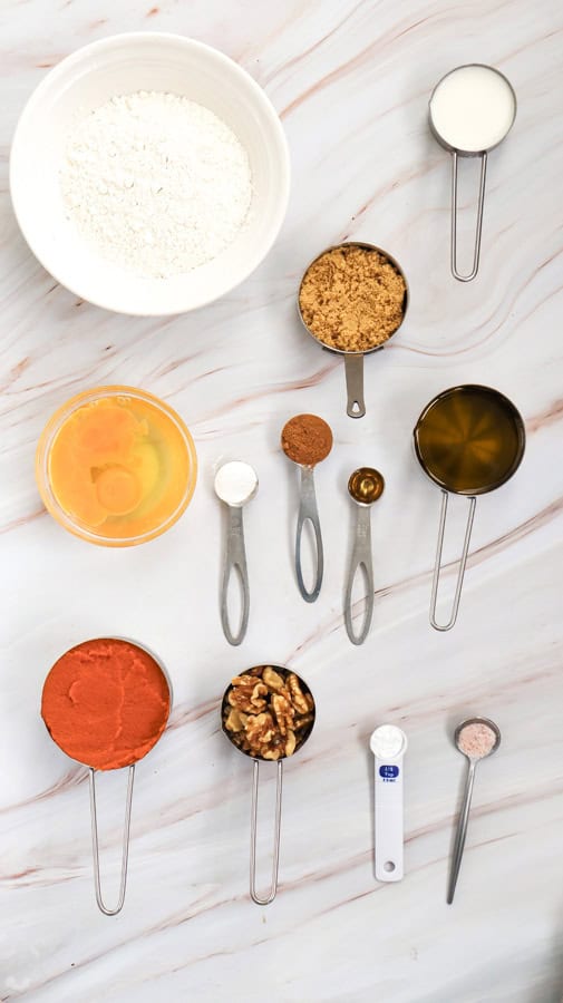 overhead shot of muffin ingredients