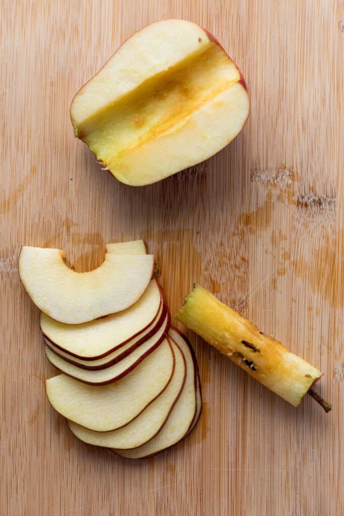 apple that's been cored and sliced thin