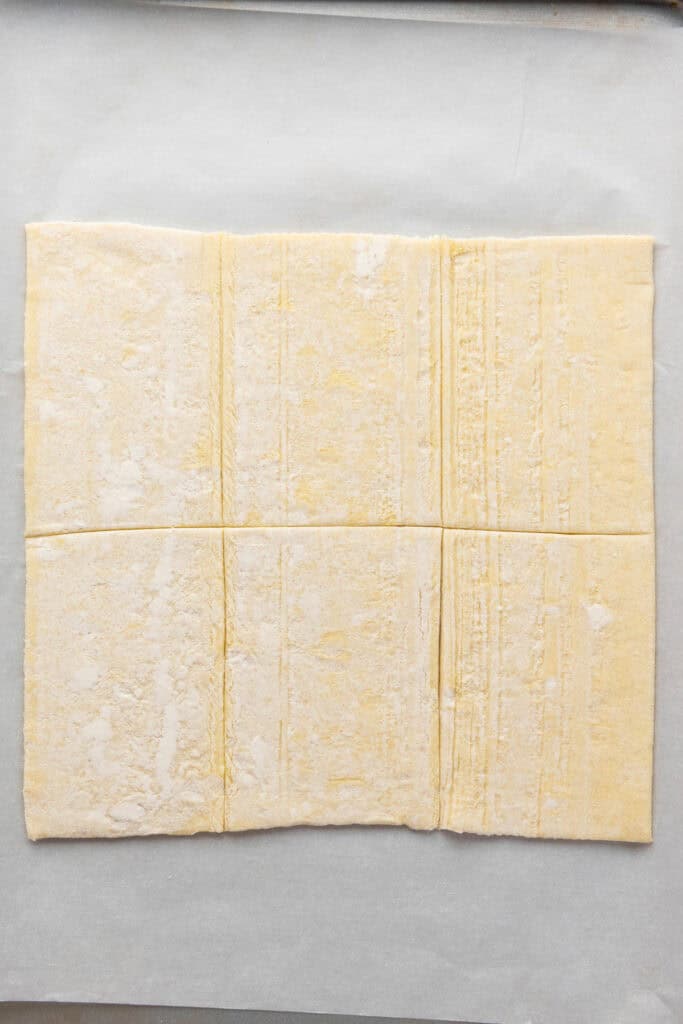 puff pastry sheet cut into 6 rectangles