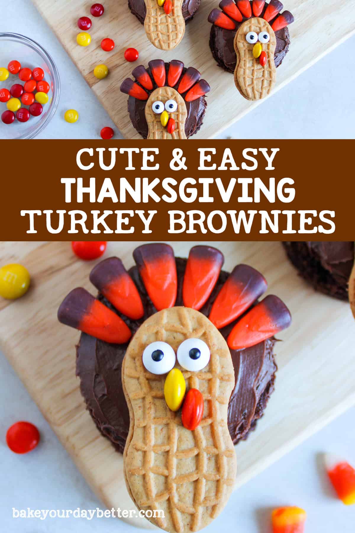 cute and easy thanksgiving turkey brownies