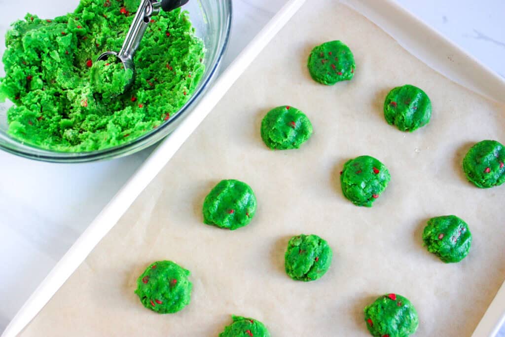 cookie dough balls before baking