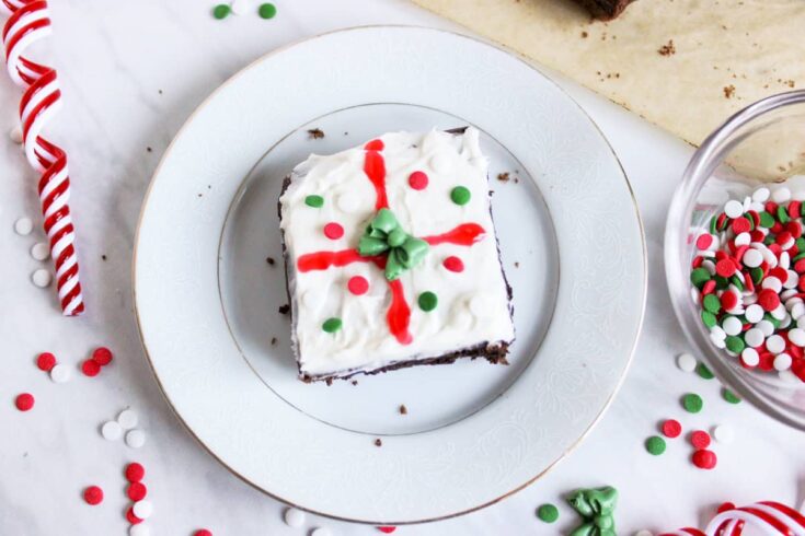 recipe for christmas present decorated brownies