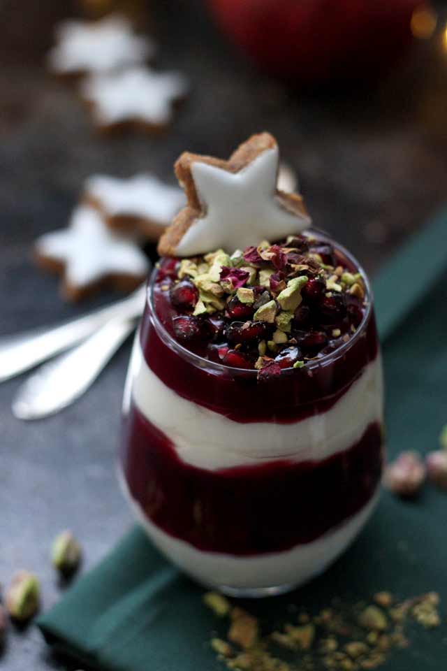 Pomegranate Parfaits with Pistachios Closeup