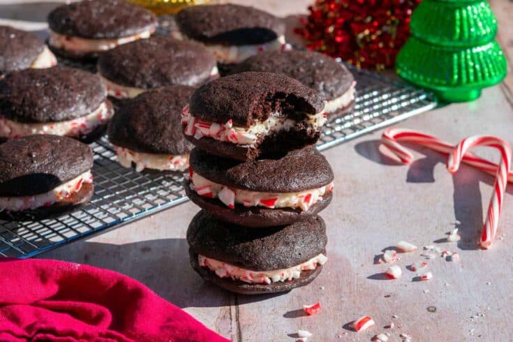 Sourdough chocolate peppermint whoopie pies