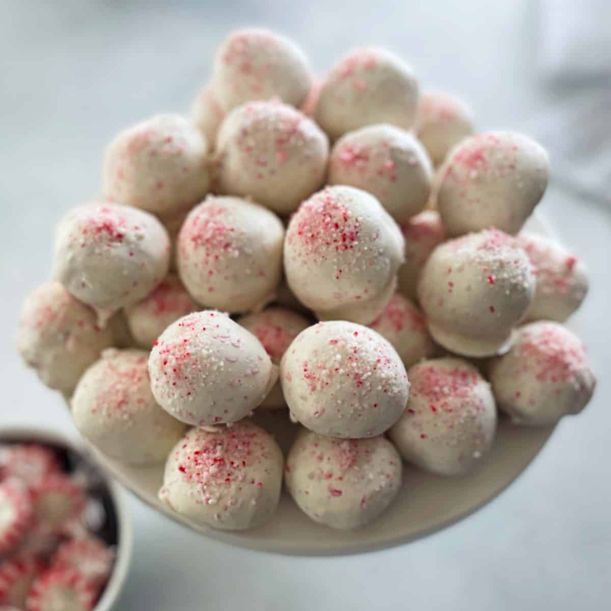 a pile of peppermint cake pops