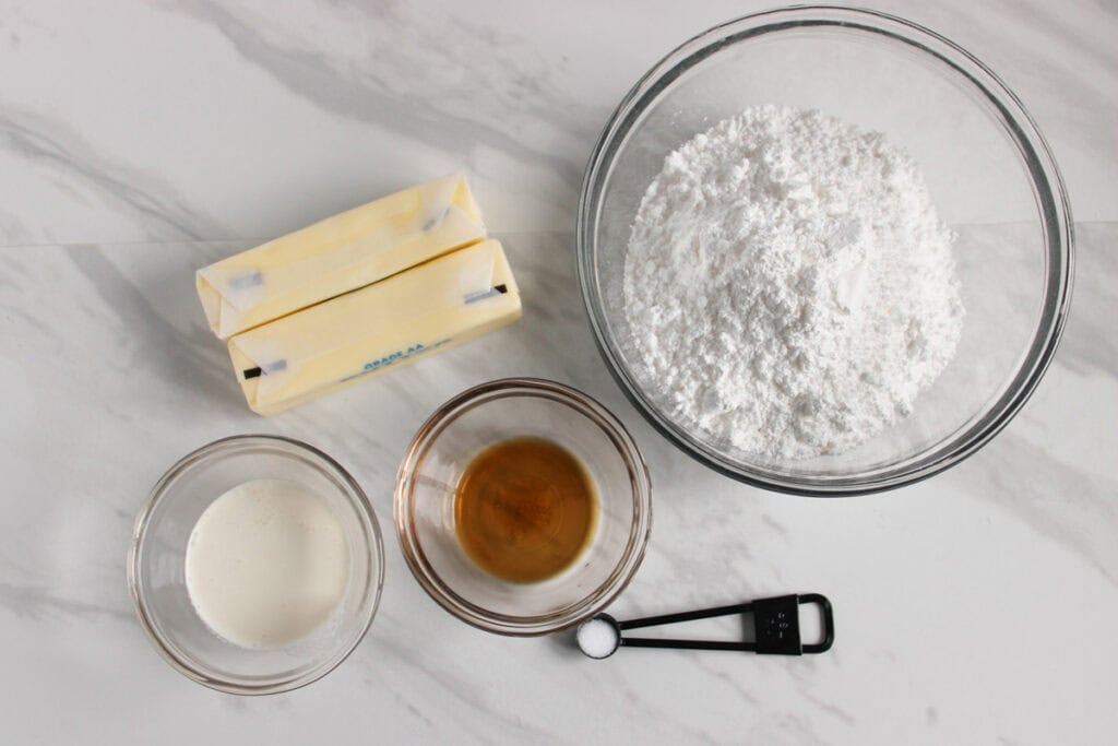 overhead shot of frosting ingredients