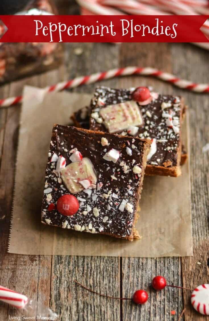 chocolate covered peppermint blondies recipe cover