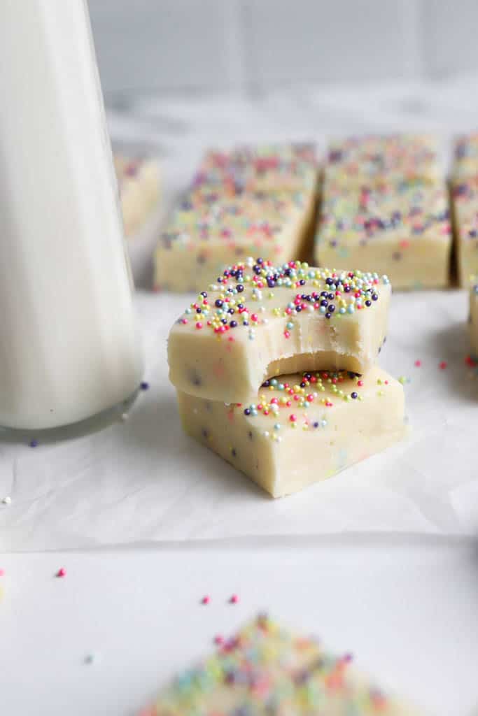 classic chocolate fudge with holiday sprinkles