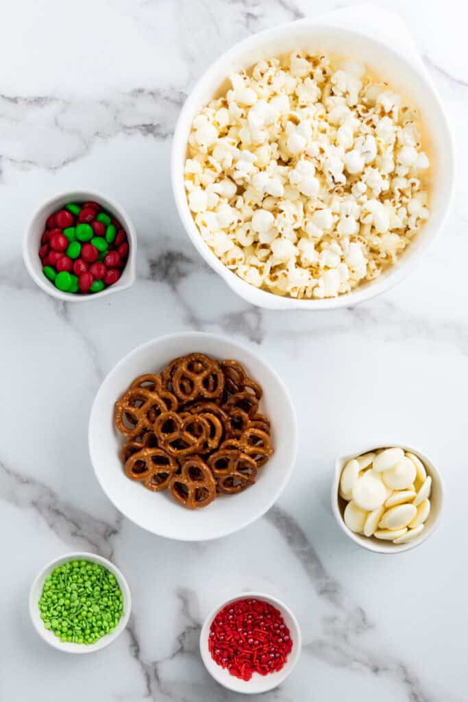 ingredients for making Christmas popcorn