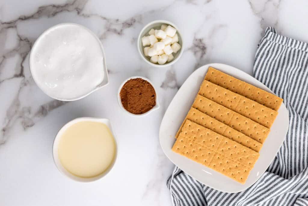 overhead shot of ingredients for hot chocolate dip