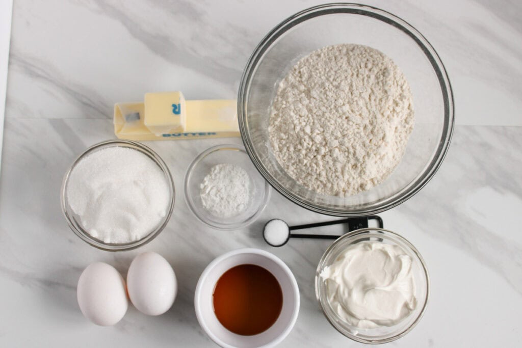 overhead shot of cupcake ingredients