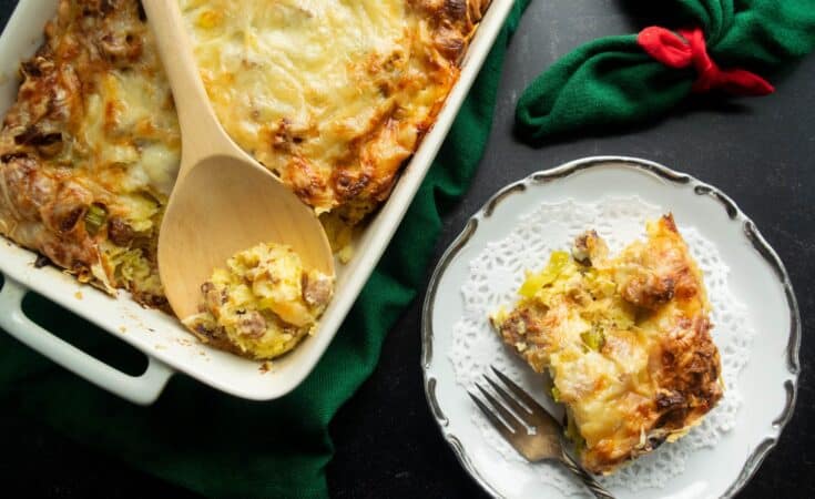 christmas breakfast casserole with sausage leeks croissant 33 e1692676070220