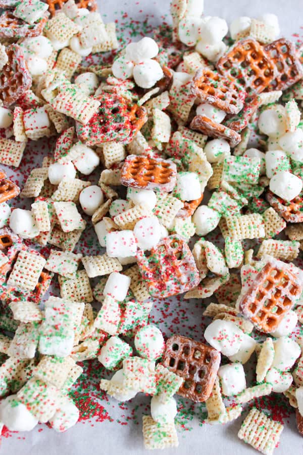 mixing the puppy chow together