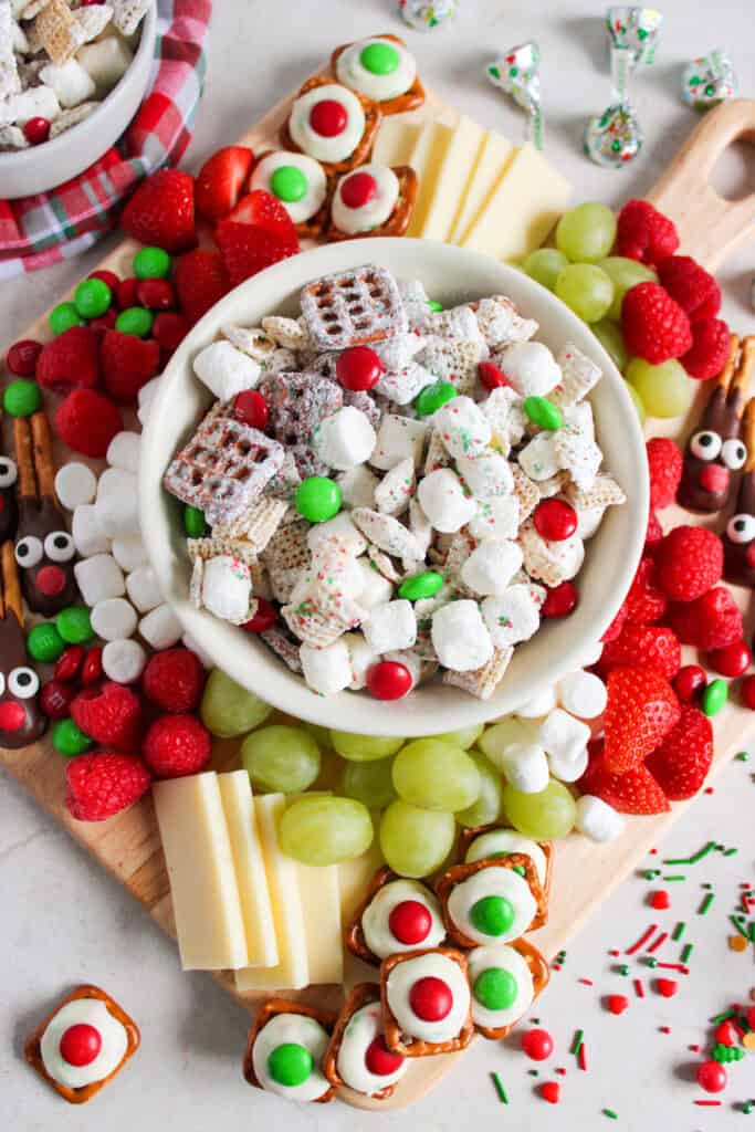 christmas snack board full of treats