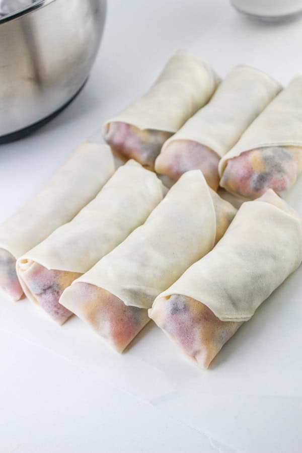 spring rolls before frying