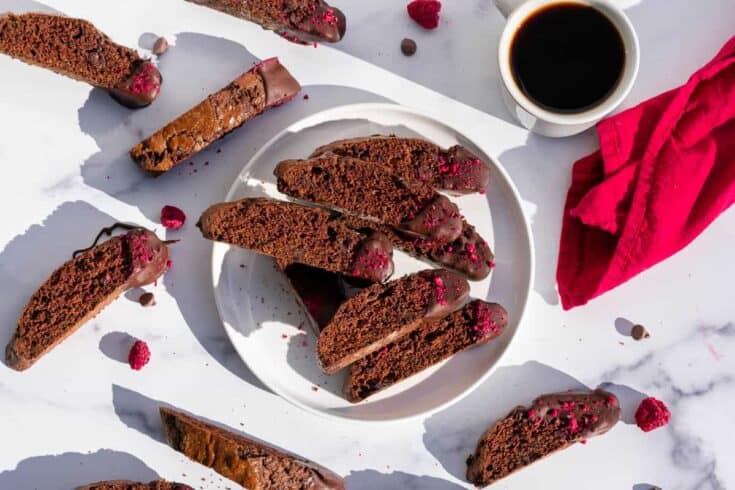 Chocolate raspberry sourdough biscotti