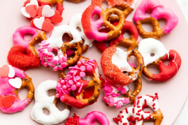 candy coated valentines day pretzels