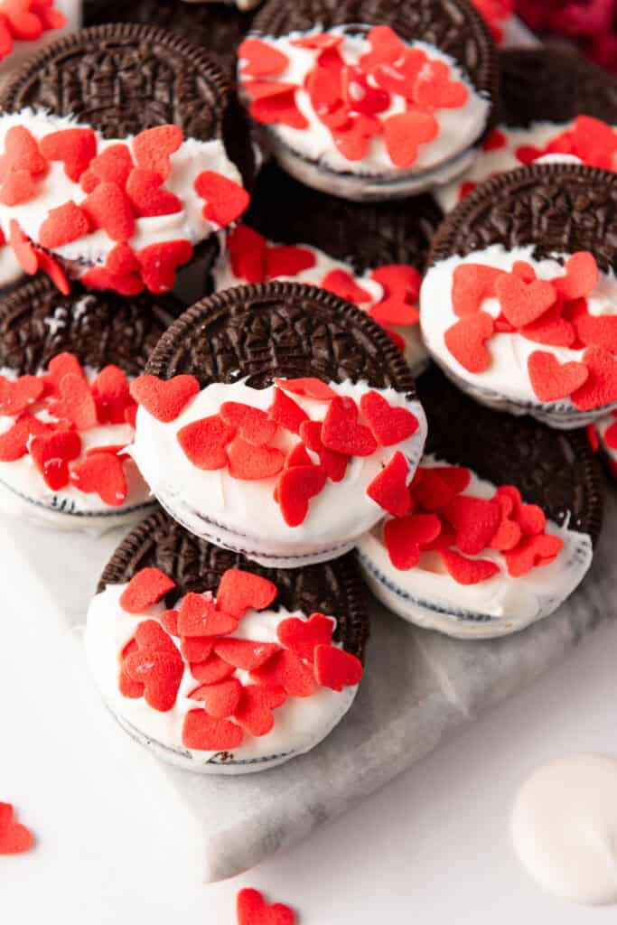 closeup of Valentine's Day Oreo Treats