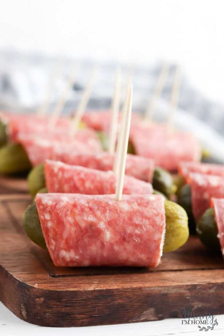 salami wrapped pickle appetizers