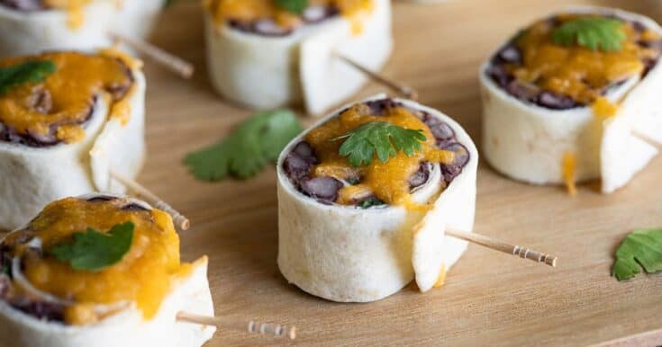 FB Mexican Roll Ups with Black Beans Vegetarian Appetizer