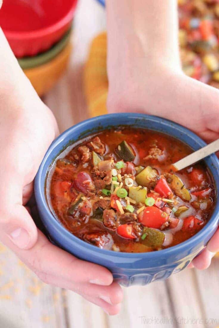 Indian Spiced Turkey Chili In Hands vert watermarked