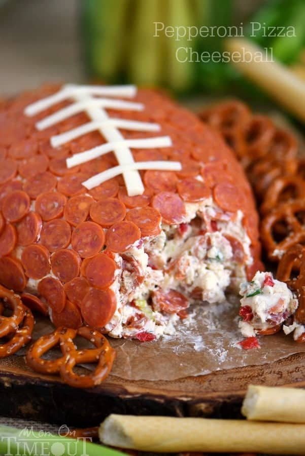 pepperoni pizza football cheese ball