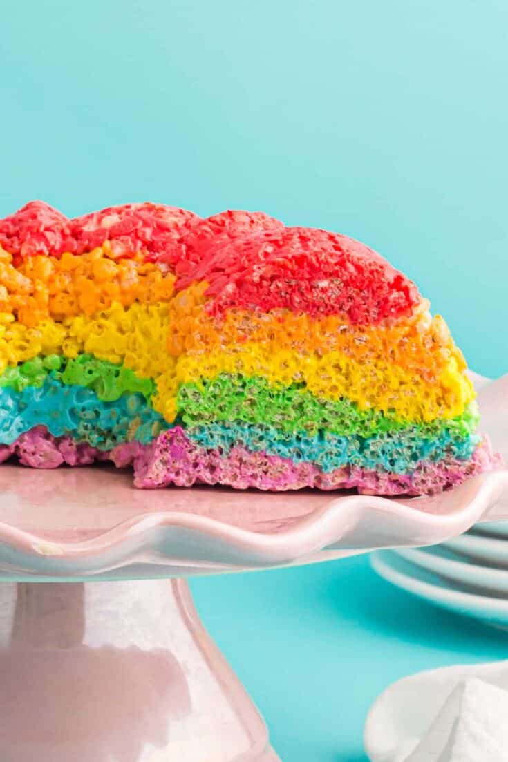 rainbow krispies bundt cake